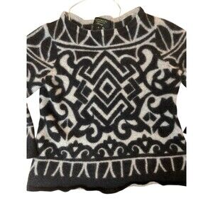 Charter Club Girls XL Cashmere Sweater Black White Geometric‎ Print Long Sleeve